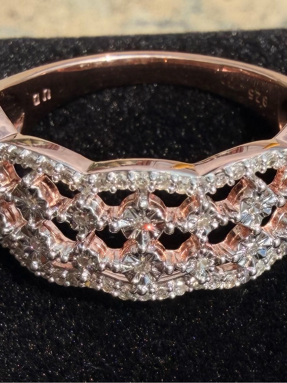 14K Yellow Gold Over Sterling Silver 0.25 CTW Natural Diamond Ring Sz 7